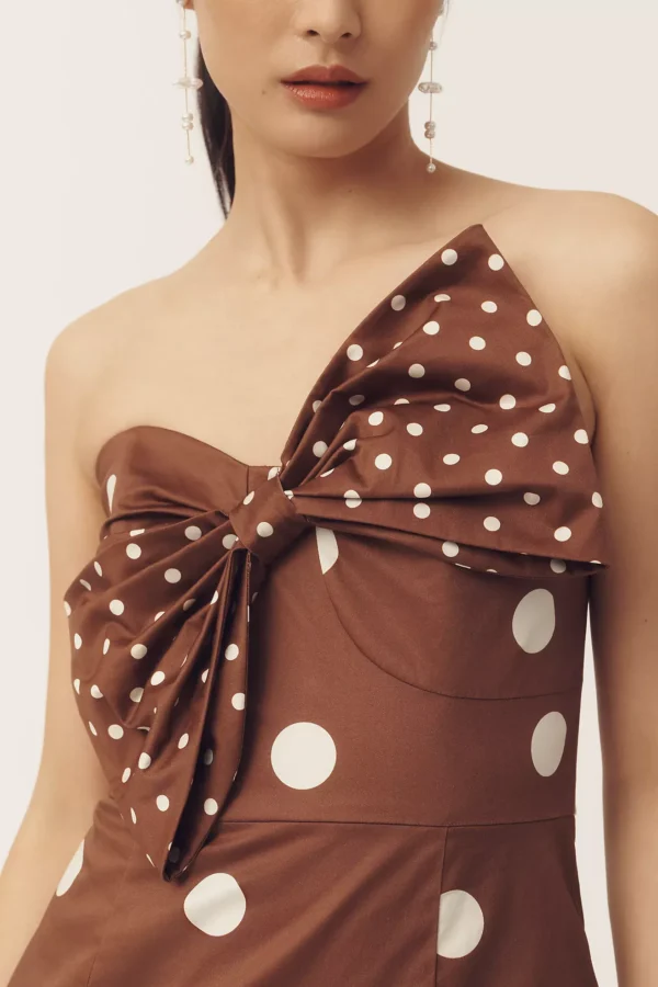 VintageClothStore Strapless Slim Mini Dress with Bow Accent - Image 2