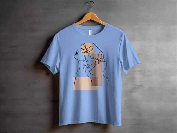 Line Art T-Shirt for Women – Butterfly Muse Design, Minimalist - Image 3
