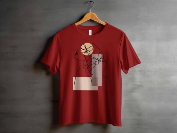 Line Art T-Shirt for Women – Butterfly Muse Design, Minimalist - Image 2