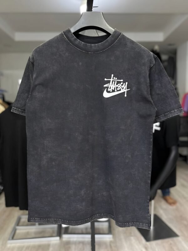 Men’s Vintage Wash Drop Shoulder Graphic Tee - Washed Black