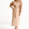 Women’s Belted Zip-Front Shirt Midi Dress