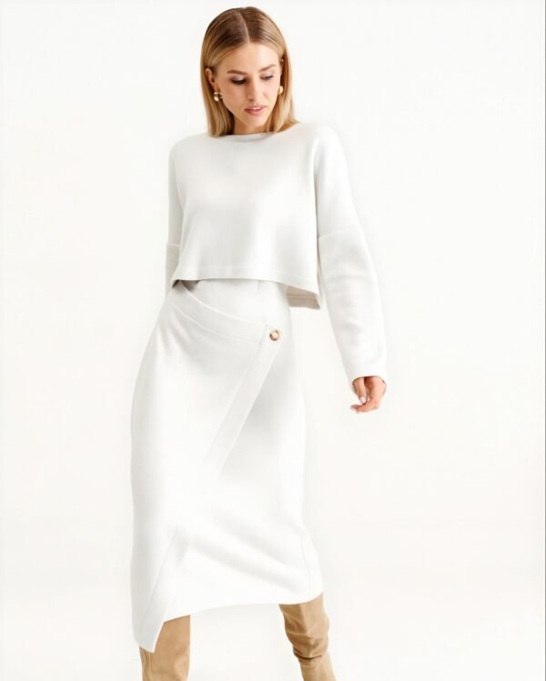 Women’s Asymmetric Wrap Midi Skirt Co-Ord Set